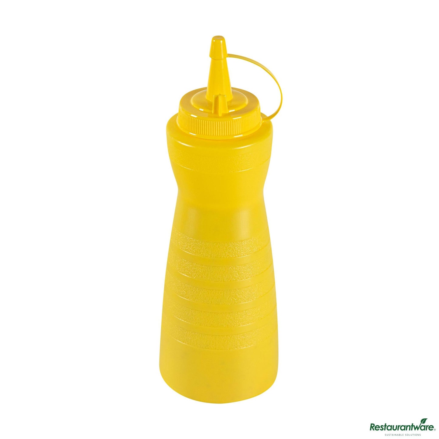 Wholesale Restaurantware 16 Oz Gourd-Shaped Yellow Plastic Squeeze Bottle- with Cap, Wide Mouth - 2.8" X 2.8" X 7.9"- Bulk