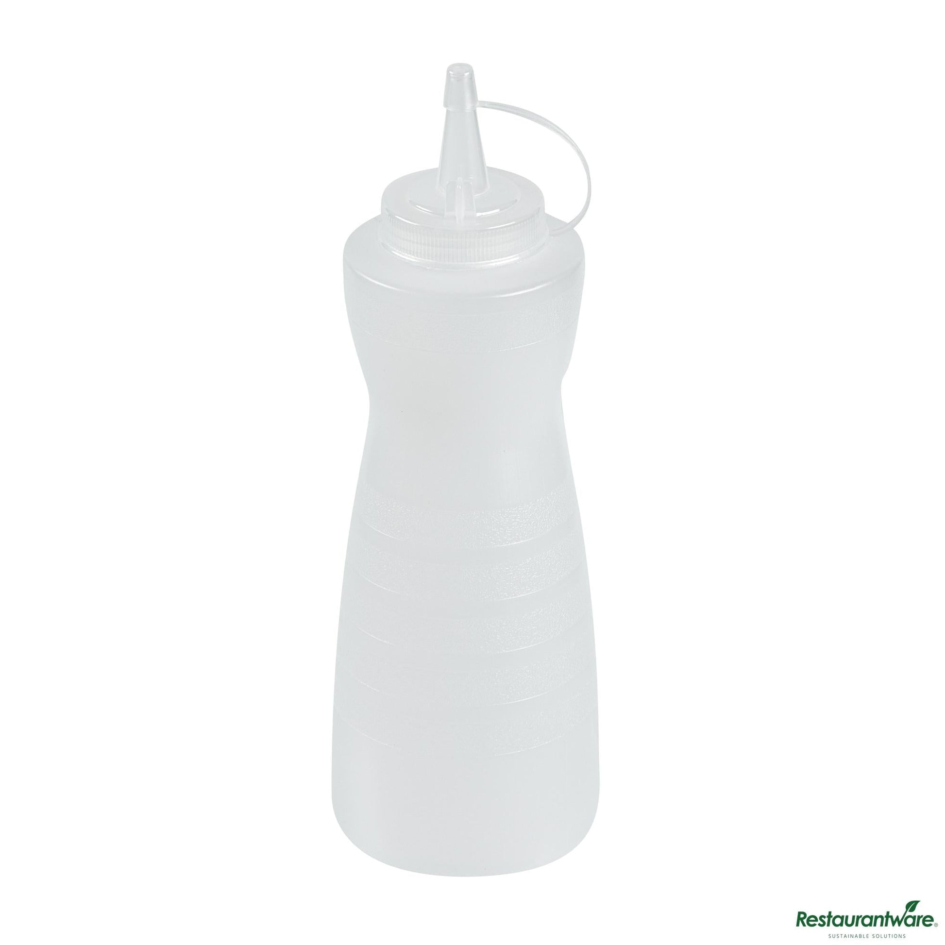 Wholesale Restaurantware 24 Oz Gourd-Shaped Clear Plastic Squeeze Bottle - with Cap, Wide Mouth - 2.8" X 2.8" X 10.2"- Bulk