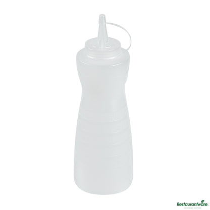 Wholesale Restaurantware 24 Oz Gourd-Shaped Clear Plastic Squeeze Bottle - with Cap, Wide Mouth - 2.8" X 2.8" X 10.2"- Bulk