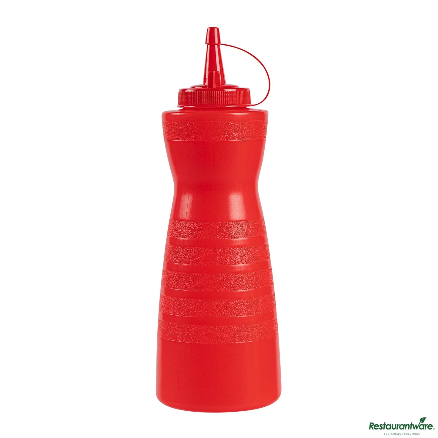 Wholesale Restaurantware 24 Oz Gourd-Shaped Red Plastic Squeeze Bottle - with Cap, Wide Mouth - 2.8" X 2.8" X 10.2"- Bulk