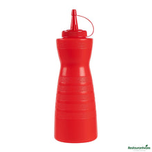 Wholesale Restaurantware 24 Oz Gourd-Shaped Red Plastic Squeeze Bottle - with Cap, Wide Mouth - 2.8" X 2.8" X 10.2"- Bulk