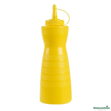 Wholesale Restaurantware 24 Oz Gourd-Shaped Yellow Plastic Squeeze Bottle- with Cap, Wide Mouth - 2.8" X 2.8" X 10.2"- Bulk