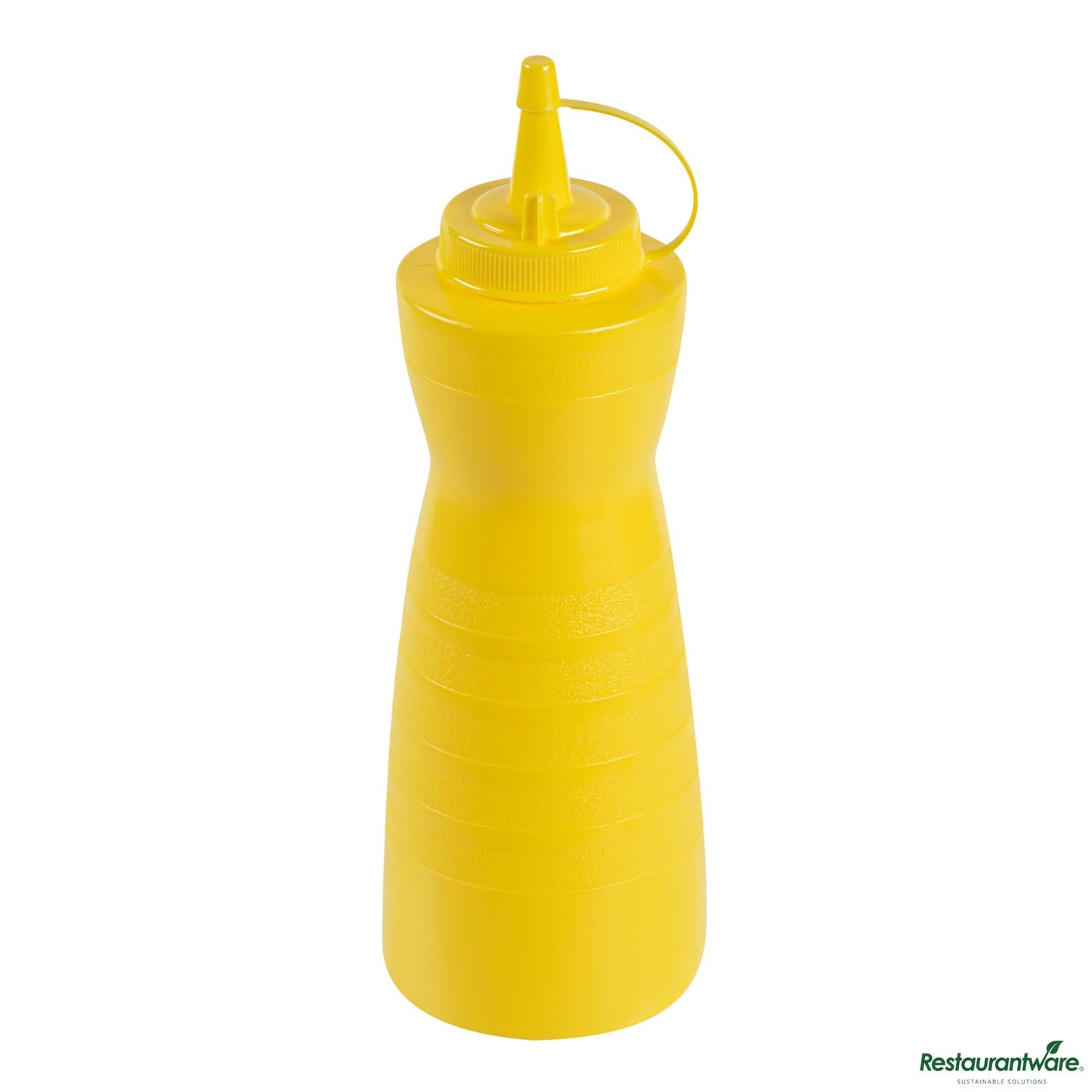 Wholesale Restaurantware 24 Oz Gourd-Shaped Yellow Plastic Squeeze Bottle- with Cap, Wide Mouth - 2.8" X 2.8" X 10.2"- Bulk