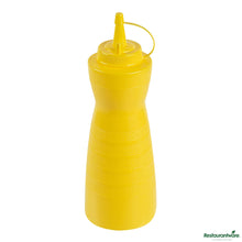 Wholesale Restaurantware 24 Oz Gourd-Shaped Yellow Plastic Squeeze Bottle- with Cap, Wide Mouth - 2.8" X 2.8" X 10.2"- Bulk