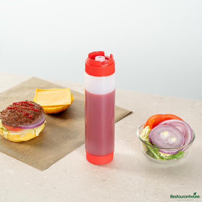 Wholesale Restaurantware 16 Oz Red Plastic Squeeze Bottle - Inverted, Refill & Dispensing Lid - 2.3" X 2.3" X 8.9"- Bulk