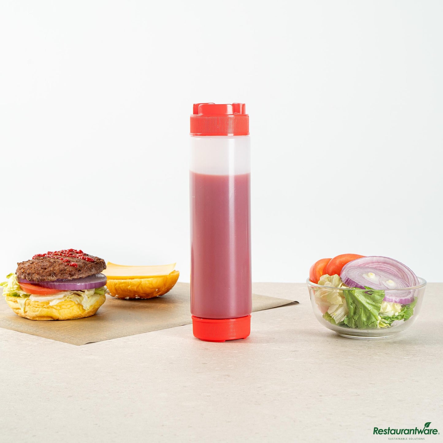 Wholesale Restaurantware 16 Oz Red Plastic Squeeze Bottle - Inverted, Refill & Dispensing Lid - 2.3" X 2.3" X 8.9"- Bulk