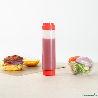 Wholesale Restaurantware 16 Oz Red Plastic Squeeze Bottle - Inverted, Refill & Dispensing Lid - 2.3" X 2.3" X 8.9"- Bulk