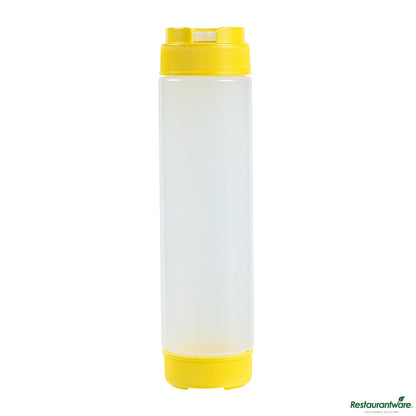 Wholesale Restaurantware 16 Oz Round Yellow Plastic Squeeze Bottle - Inverted - 2.3" X 2.3" X 8.9"- Bulk