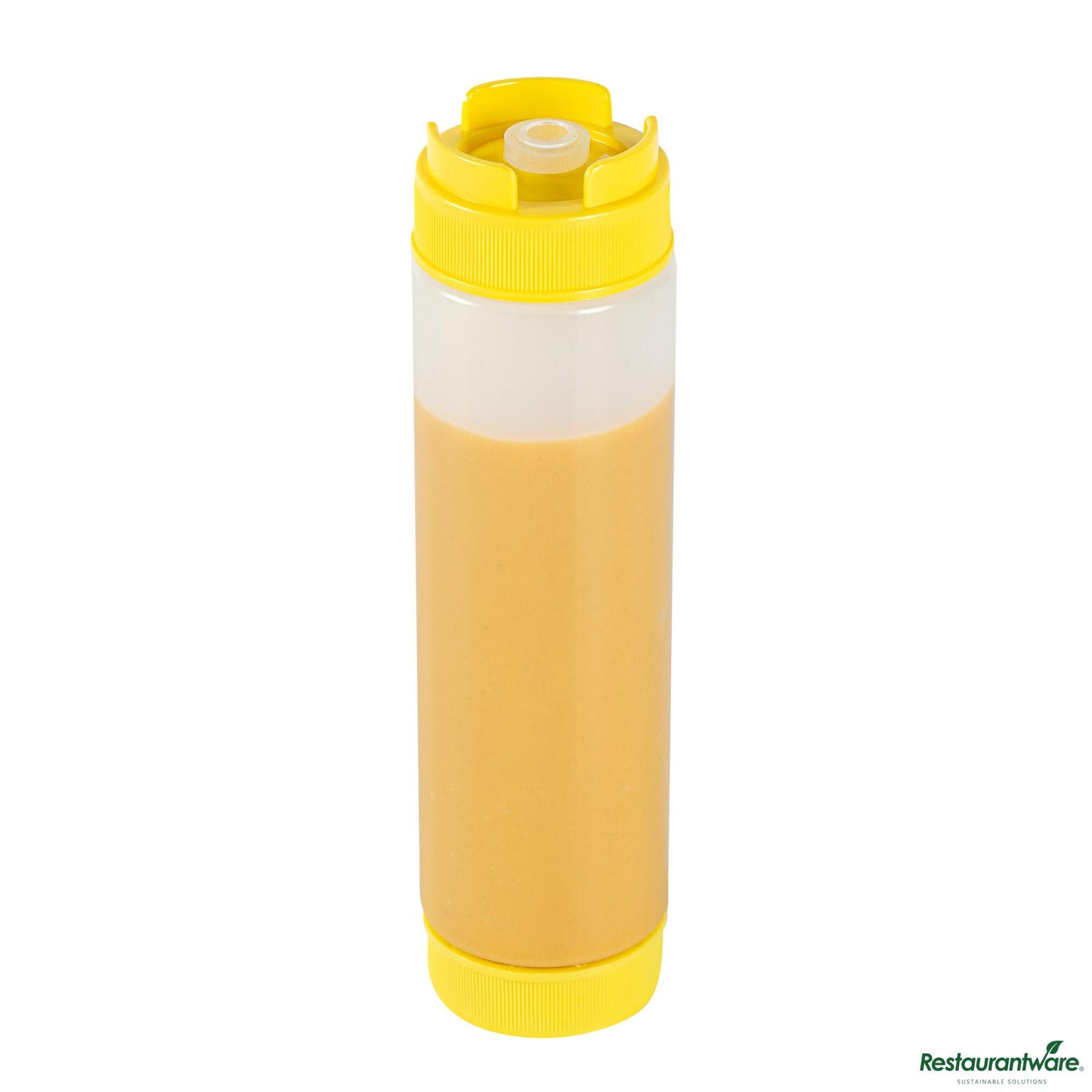 Wholesale Restaurantware 16 Oz Round Yellow Plastic Squeeze Bottle - Inverted - 2.3" X 2.3" X 8.9"- Bulk