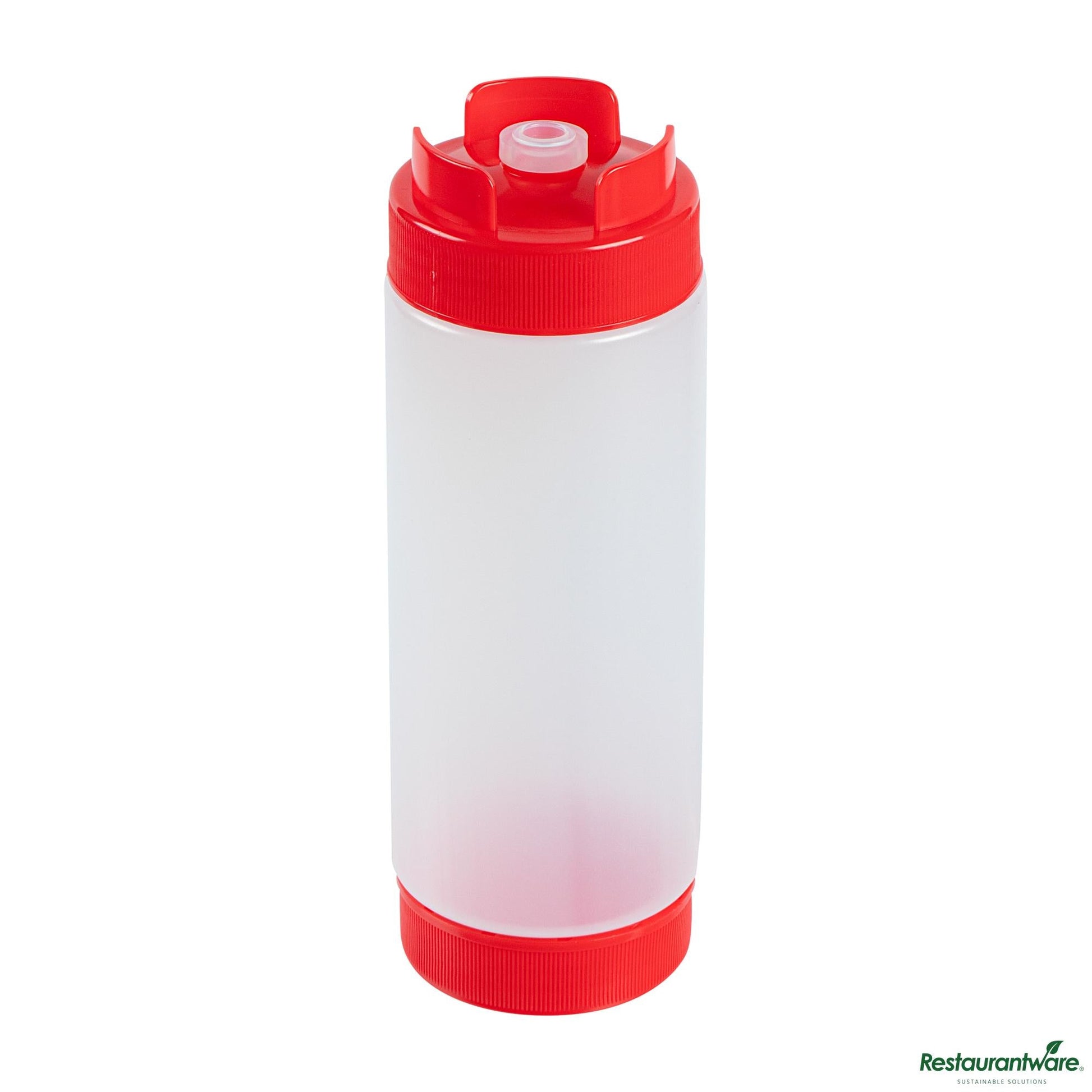 Wholesale Restaurantware 20 Oz Red Plastic Squeeze Bottle - Inverted, Refill & Dispensing Lid - 2.7" X 2.7" X 7.9"- Bulk
