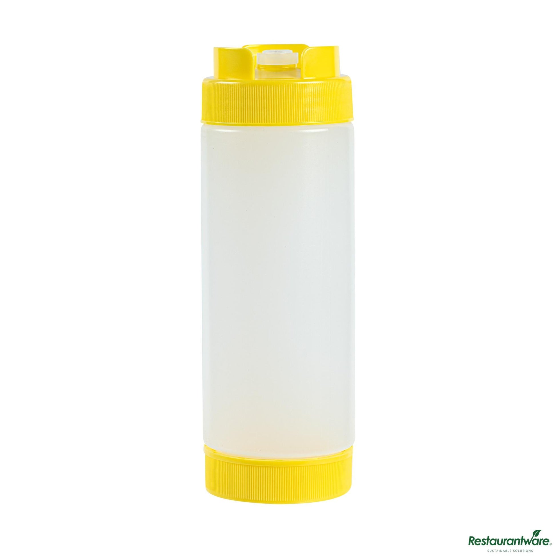 Wholesale Restaurantware 20 Oz Yellow Plastic Squeeze Bottle- Inverted, Refill & Dispensing Lid - 2.7" X 2.7" X 7.9"- Bulk