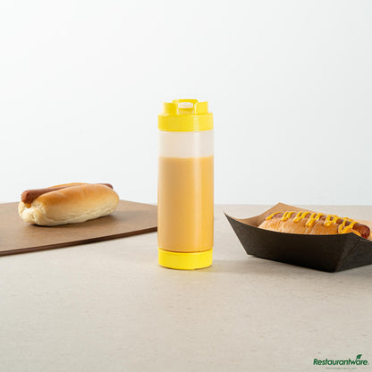 Wholesale Restaurantware 20 Oz Yellow Plastic Squeeze Bottle- Inverted, Refill & Dispensing Lid - 2.7" X 2.7" X 7.9"- Bulk