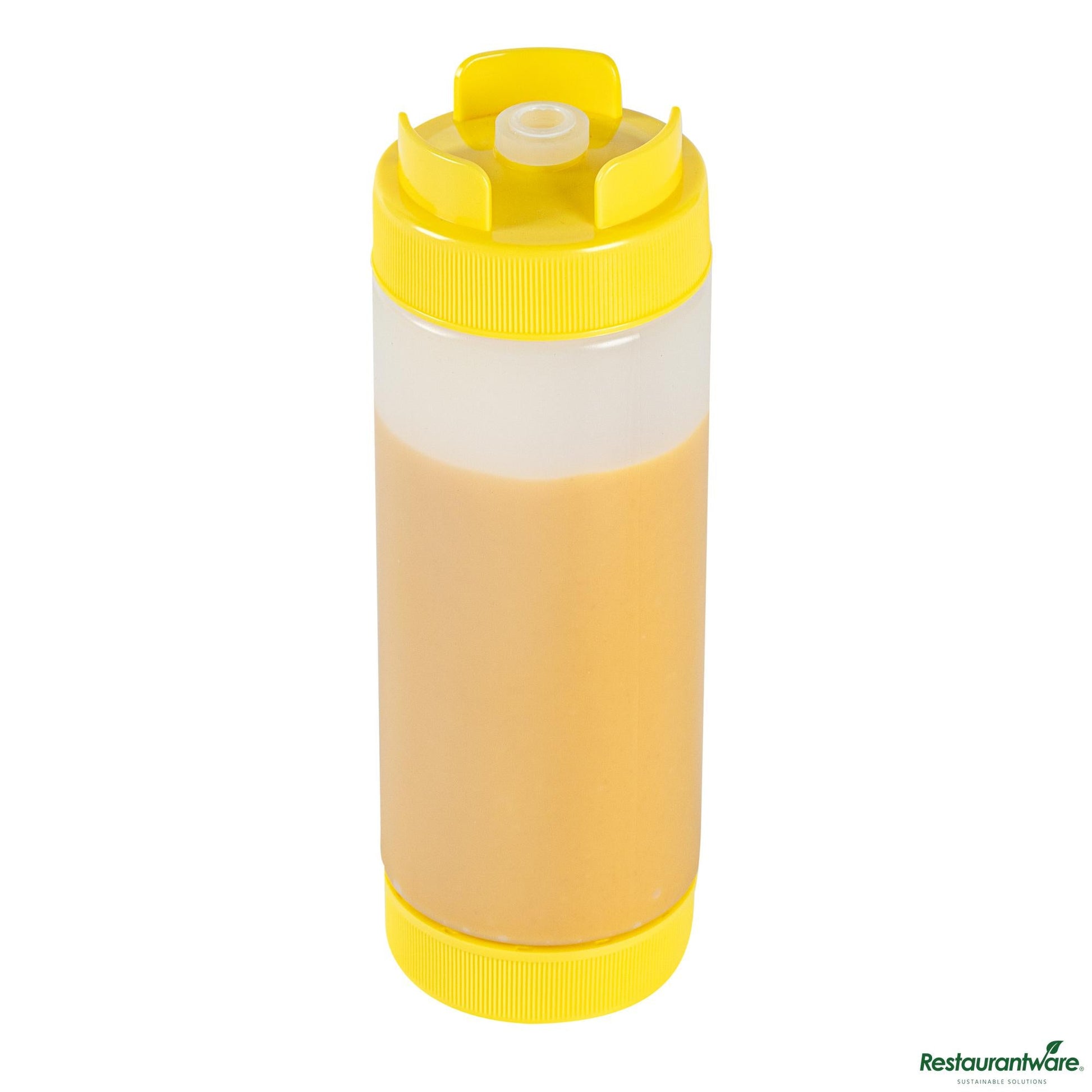 Wholesale Restaurantware 20 Oz Yellow Plastic Squeeze Bottle- Inverted, Refill & Dispensing Lid - 2.7" X 2.7" X 7.9"- Bulk