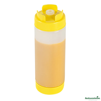 Wholesale Restaurantware 20 Oz Yellow Plastic Squeeze Bottle- Inverted, Refill & Dispensing Lid - 2.7" X 2.7" X 7.9"- Bulk