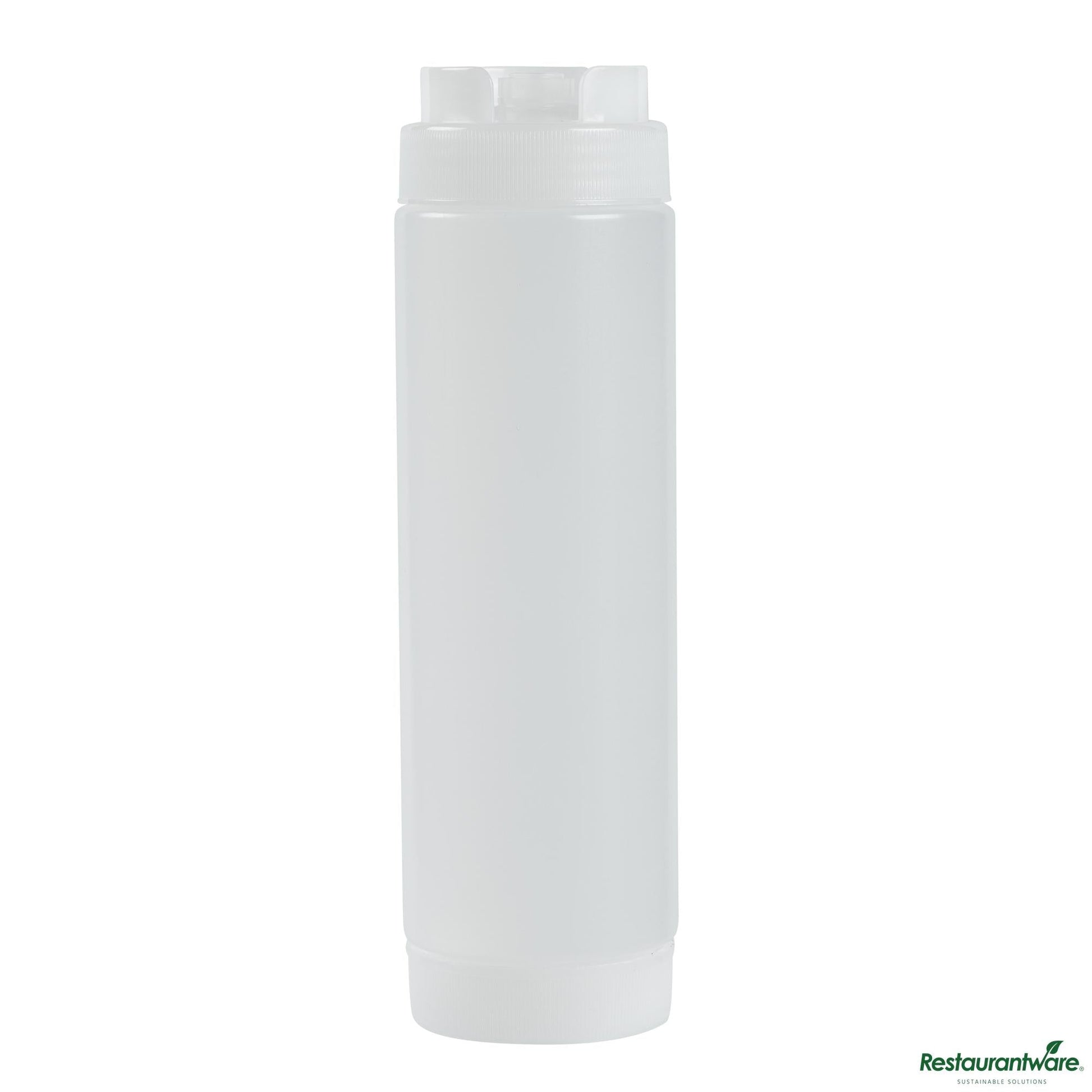 Wholesale Restaurantware 24 Oz Clear Plastic Squeeze Bottle - Inverted, Refill & Dispensing Lid - 2.7" X 2.7" X 9.3"- Bulk