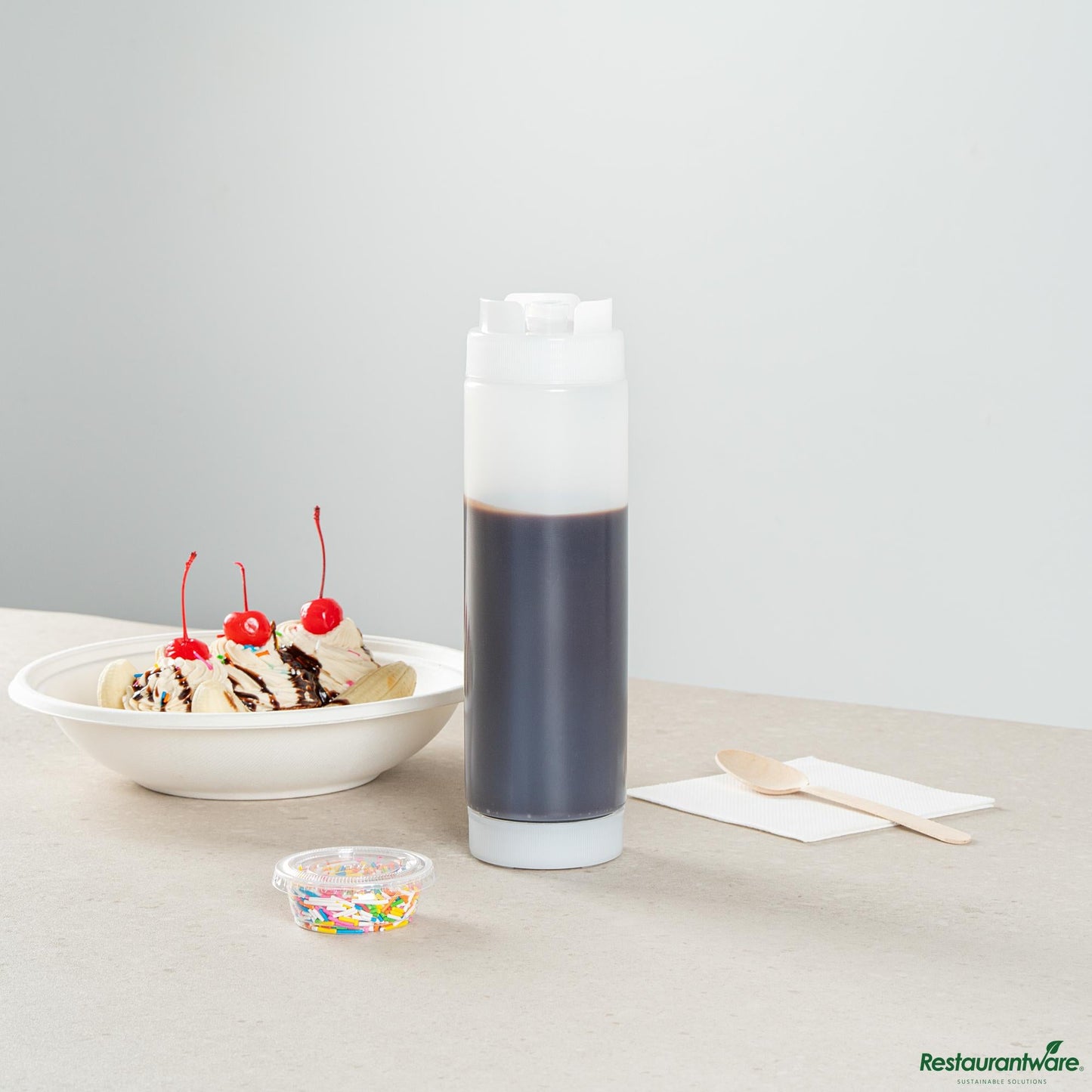 Wholesale Restaurantware 24 Oz Clear Plastic Squeeze Bottle - Inverted, Refill & Dispensing Lid - 2.7" X 2.7" X 9.3"- Bulk