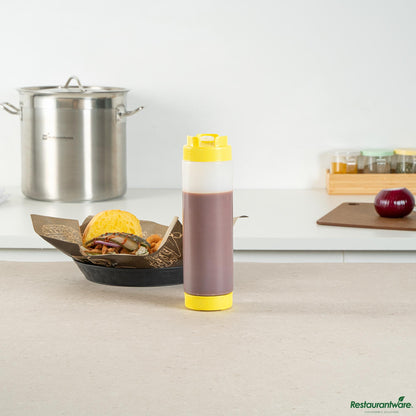 Wholesale Restaurantware 24 Oz Yellow Plastic Squeeze Bottle- Inverted, Refill & Dispensing Lid - 2.7" X 2.7" X 9.3"- Bulk