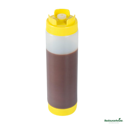 Wholesale Restaurantware 24 Oz Yellow Plastic Squeeze Bottle- Inverted, Refill & Dispensing Lid - 2.7" X 2.7" X 9.3"- Bulk