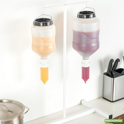Wholesale Restaurantware 3l Plastic Hanging Bottle Condiment Pump Dispenser-with Squeeze Nozzle - 5.9" X 5.9" X 16.7"- Bulk