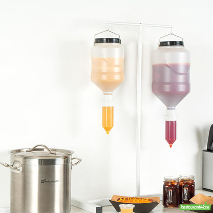 Wholesale Restaurantware 3l Plastic Hanging Bottle Condiment Pump Dispenser-with Squeeze Nozzle - 5.9" X 5.9" X 16.7"- Bulk