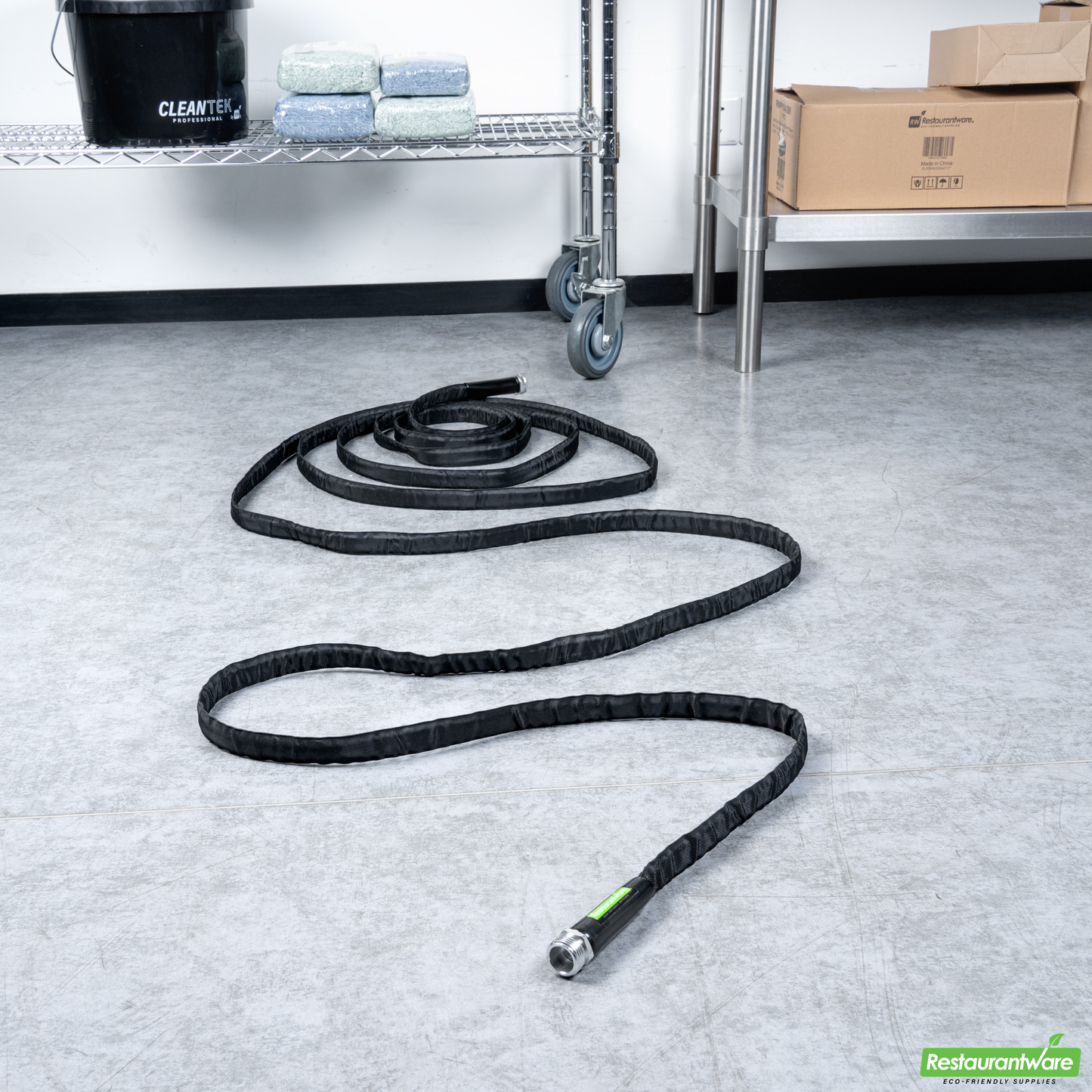 Wholesale Restaurantware Handy Tek Black Fabric Garden Hose - Lightweight, Kink-Free, Flexible - 25' - 1 Count Box- Bulk