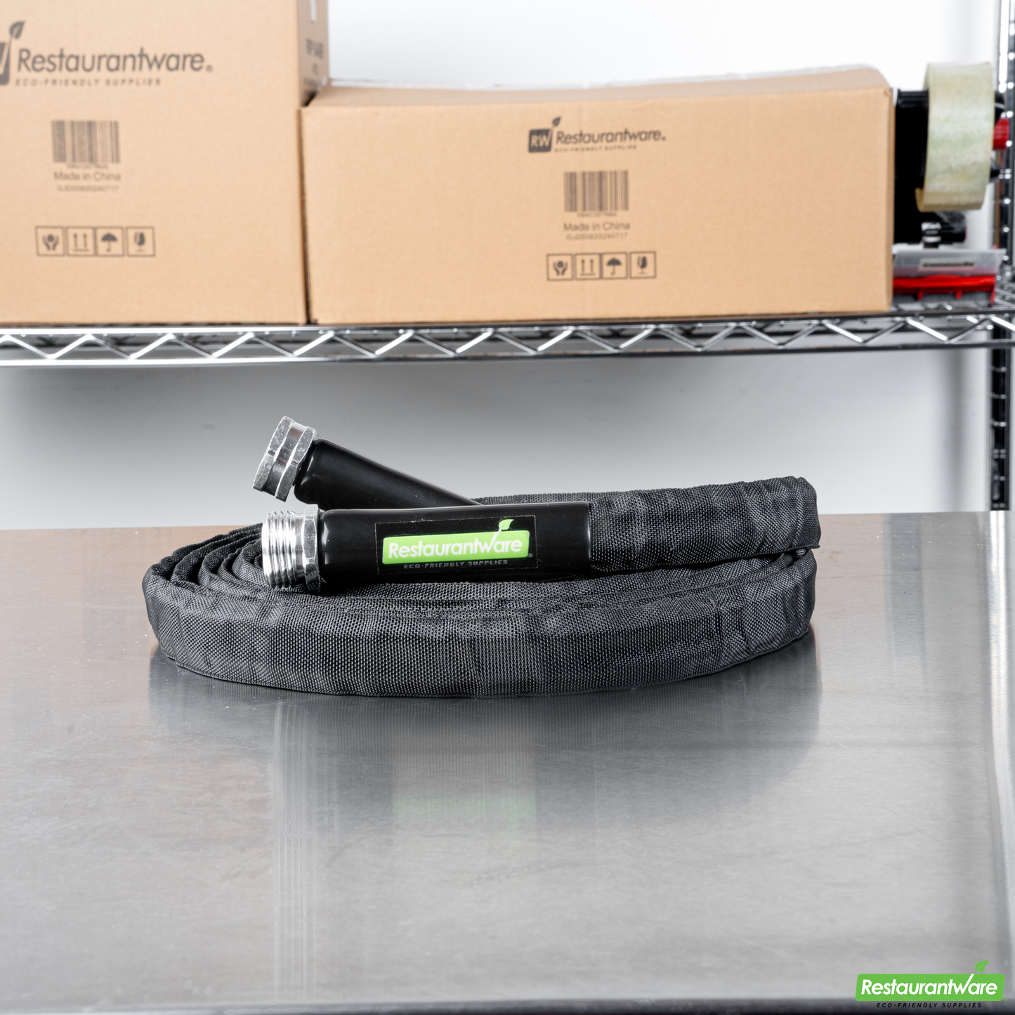 Wholesale Restaurantware Handy Tek Black Fabric Garden Hose - Lightweight, Kink-Free, Flexible - 25' - 1 Count Box- Bulk