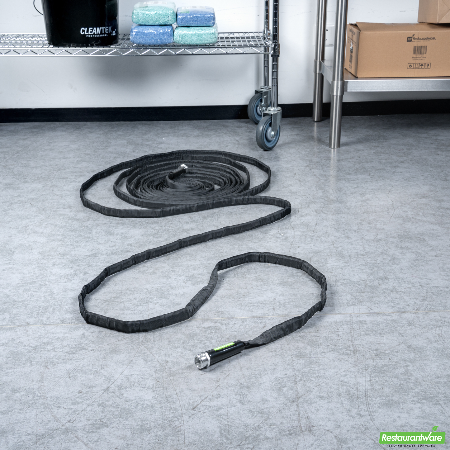 Wholesale Restaurantware Handy Tek Black Fabric Garden Hose - Lightweight, Kink-Free, Flexible - 50' - 1 Count Box- Bulk