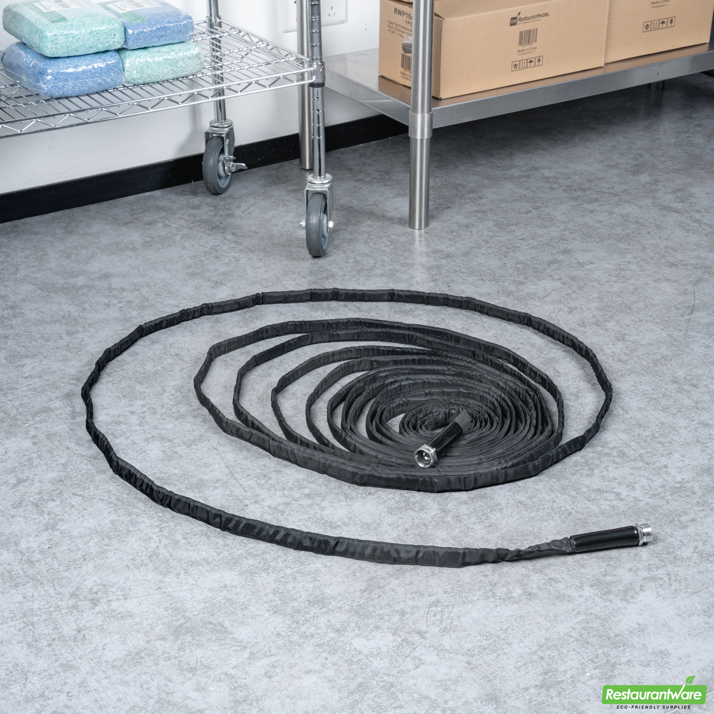 Wholesale Restaurantware Handy Tek Black Fabric Garden Hose - Lightweight, Kink-Free, Flexible - 50' - 1 Count Box- Bulk