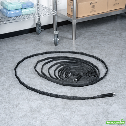 Wholesale Restaurantware Handy Tek Black Fabric Garden Hose - Lightweight, Kink-Free, Flexible - 50' - 1 Count Box- Bulk