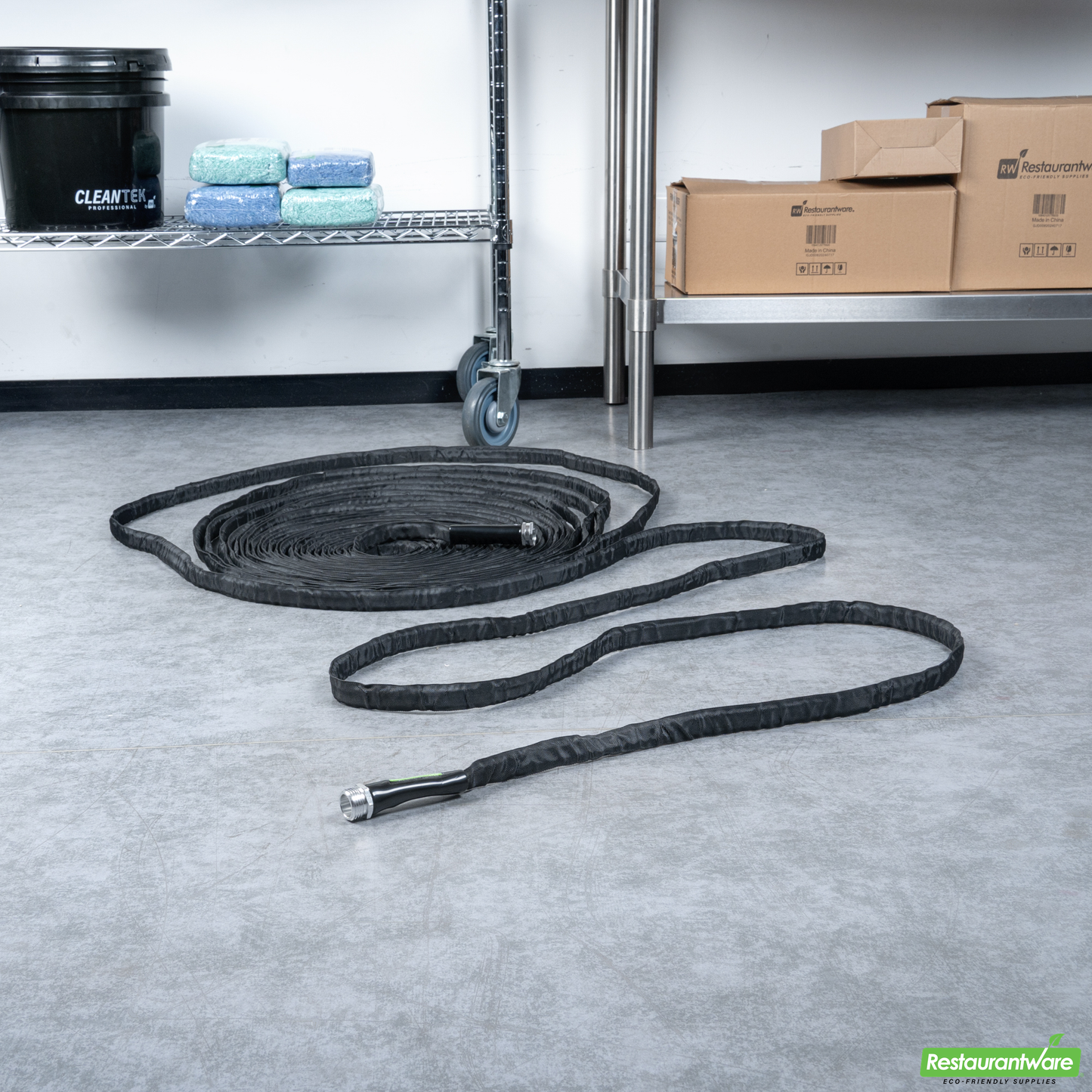 Wholesale Restaurantware Handy Tek Black Fabric Garden Hose - Lightweight, Kink-Free, Flexible - 100' - 1 Count Box- Bulk