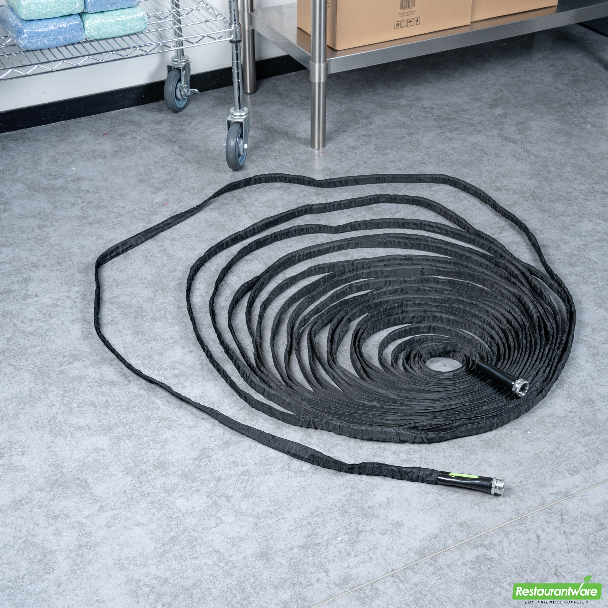 Wholesale Restaurantware Handy Tek Black Fabric Garden Hose - Lightweight, Kink-Free, Flexible - 100' - 1 Count Box- Bulk
