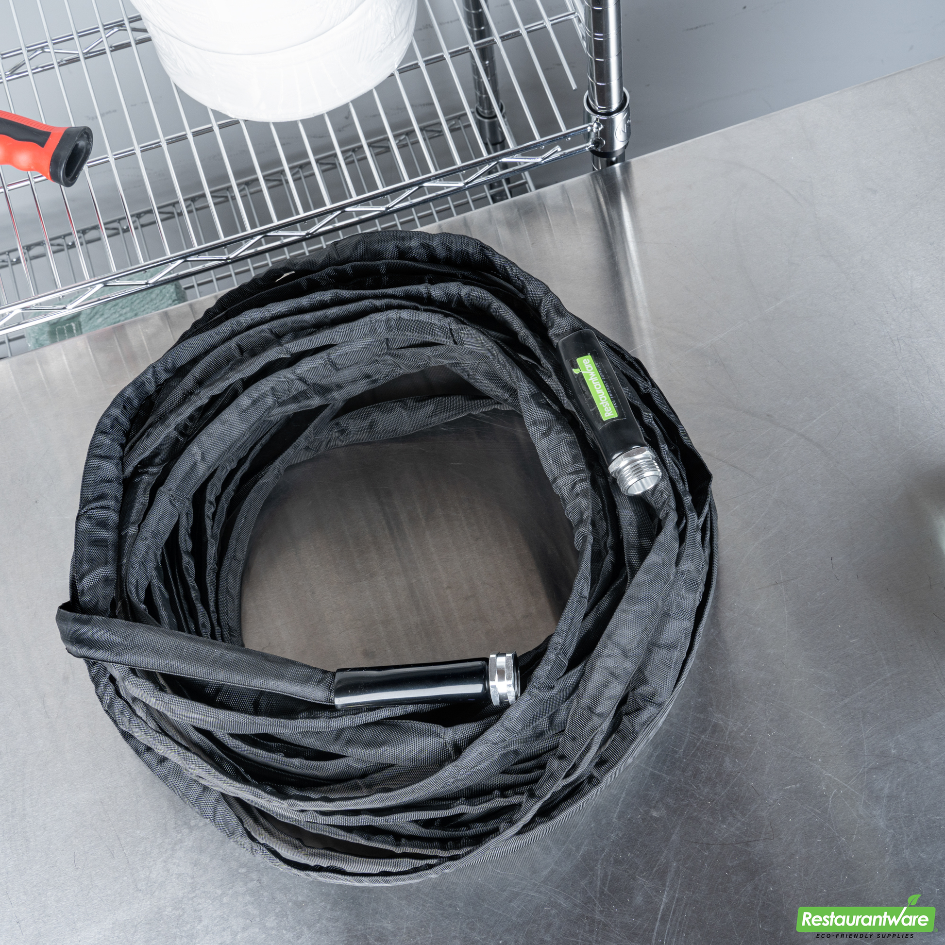 Wholesale Restaurantware Handy Tek Black Fabric Garden Hose - Lightweight, Kink-Free, Flexible - 100' - 1 Count Box- Bulk