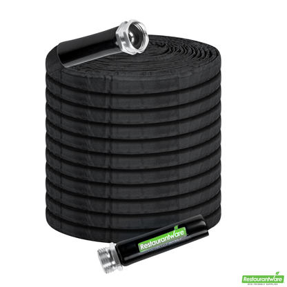 Wholesale Restaurantware Handy Tek Black Fabric Garden Hose - Lightweight, Kink-Free, Flexible - 100' - 1 Count Box- Bulk