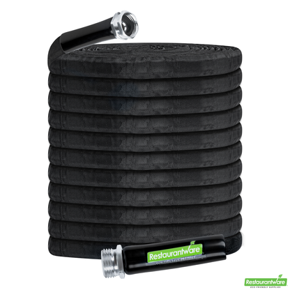 Wholesale Restaurantware Handy Tek Black Fabric Garden Hose - Lightweight, Kink-Free, Flexible - 100' - 1 Count Box- Bulk