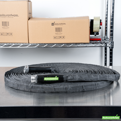 Wholesale Restaurantware Handy Tek Black Fabric Garden Hose - Lightweight, Kink-Free, Flexible - 100' - 1 Count Box- Bulk