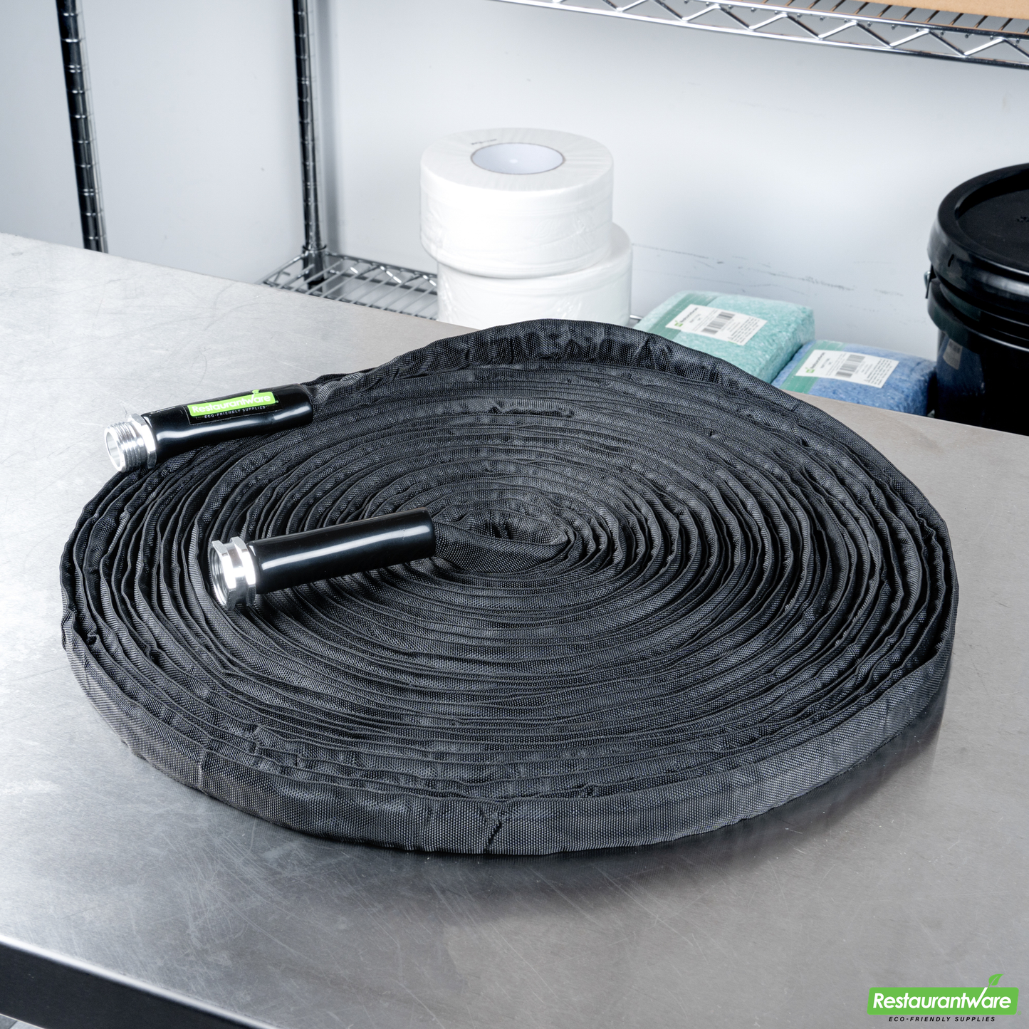 Wholesale Restaurantware Handy Tek Black Fabric Garden Hose - Lightweight, Kink-Free, Flexible - 100' - 1 Count Box- Bulk