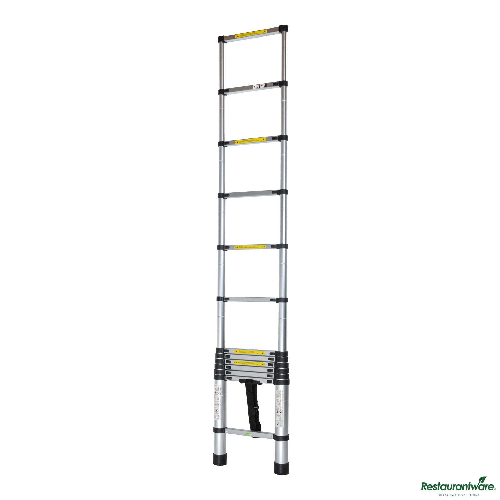 Wholesale Restaurantware Aluminum Telescoping Extension Ladder - 330 Lb Load Capacity - 33.9" X 19.3" X 3.2"- Bulk