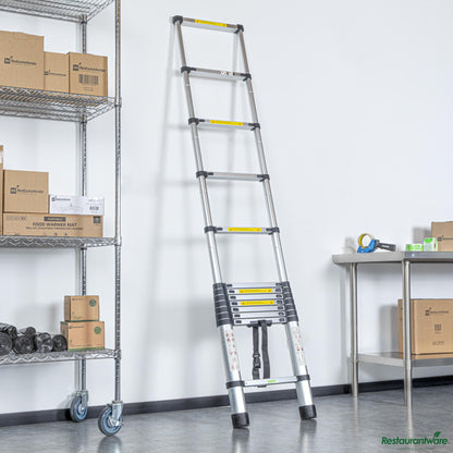 Wholesale Restaurantware Aluminum Telescoping Extension Ladder - 330 Lb Load Capacity - 33.9" X 19.3" X 3.2"- Bulk