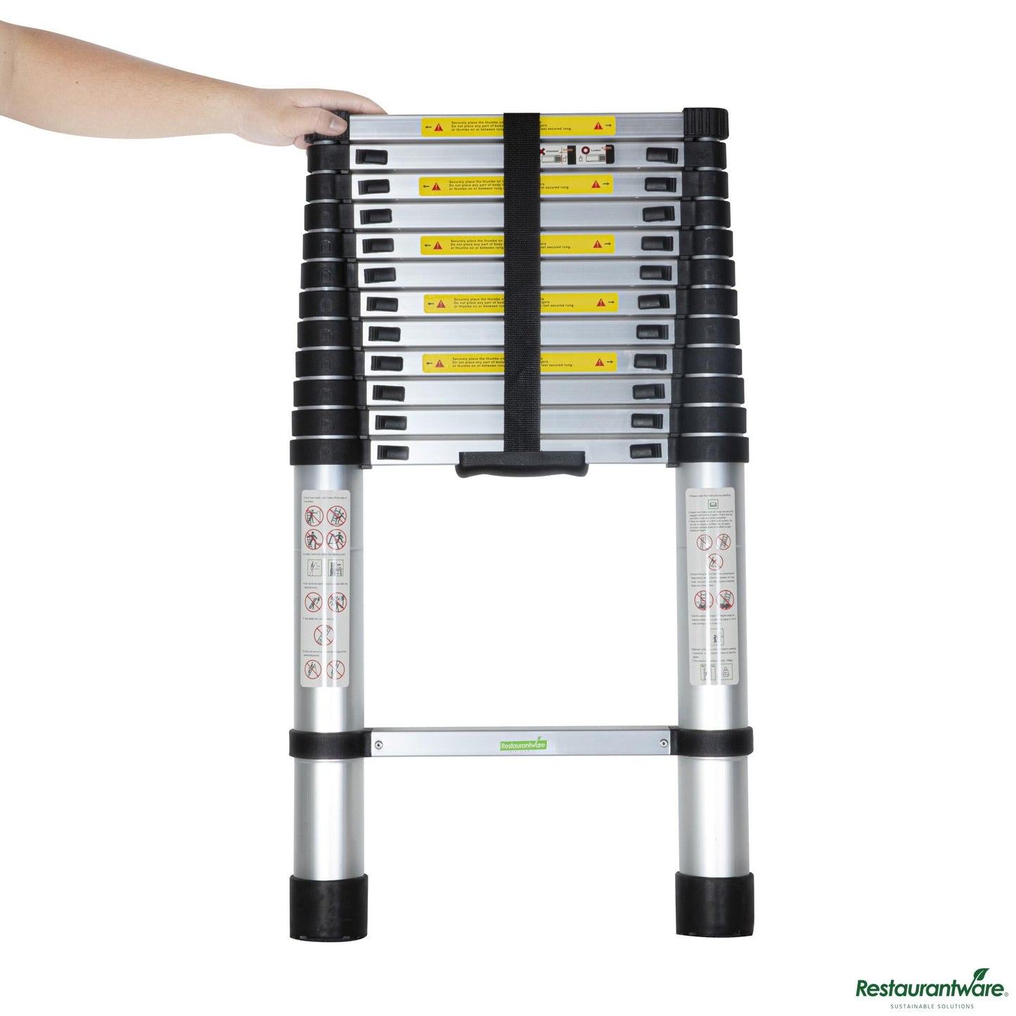 Wholesale Restaurantware Aluminum Telescoping Extension Ladder - 330 Lb Load Capacity - 33.9" X 19.3" X 3.2"- Bulk