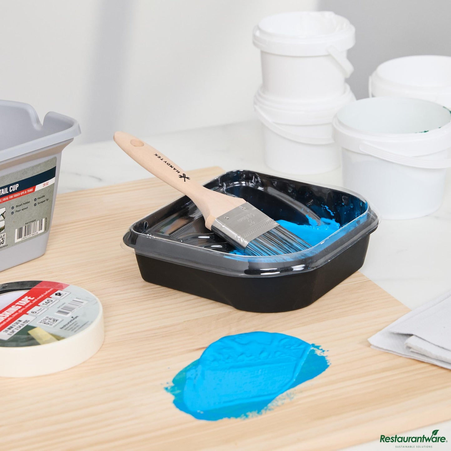 Wholesale Restaurantware Synthetic Polyester Paint Brush - Flat, Beaver Tail - 9.4" X 2" X 0.6"- Bulk