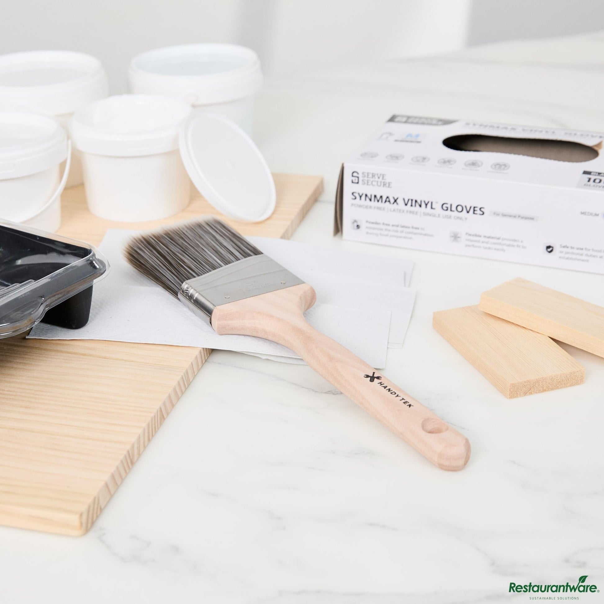 Wholesale Restaurantware Synthetic Polyester Paint Brush - Angled, Long Handle - 12.6" X 3" X 0.7"- Bulk