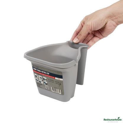 Wholesale Restaurantware 28 Oz Gray Plastic Paint Cup - with Brush Holder - 7.4" X 5.6" X 5"- Bulk