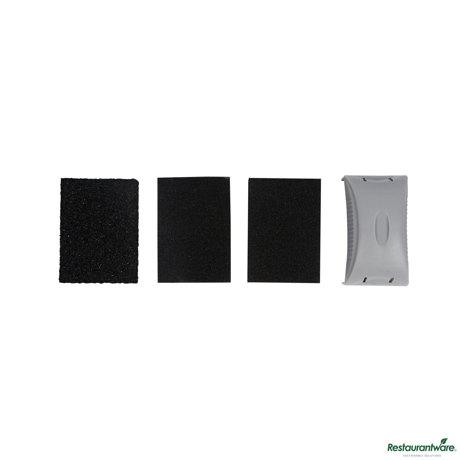 Wholesale Restaurantware Assorted Grit Sanding Sponge Set - 4-Piece, Flat Edges, with Handle - 4.1" X 2.9" X 4.5"- Bulk