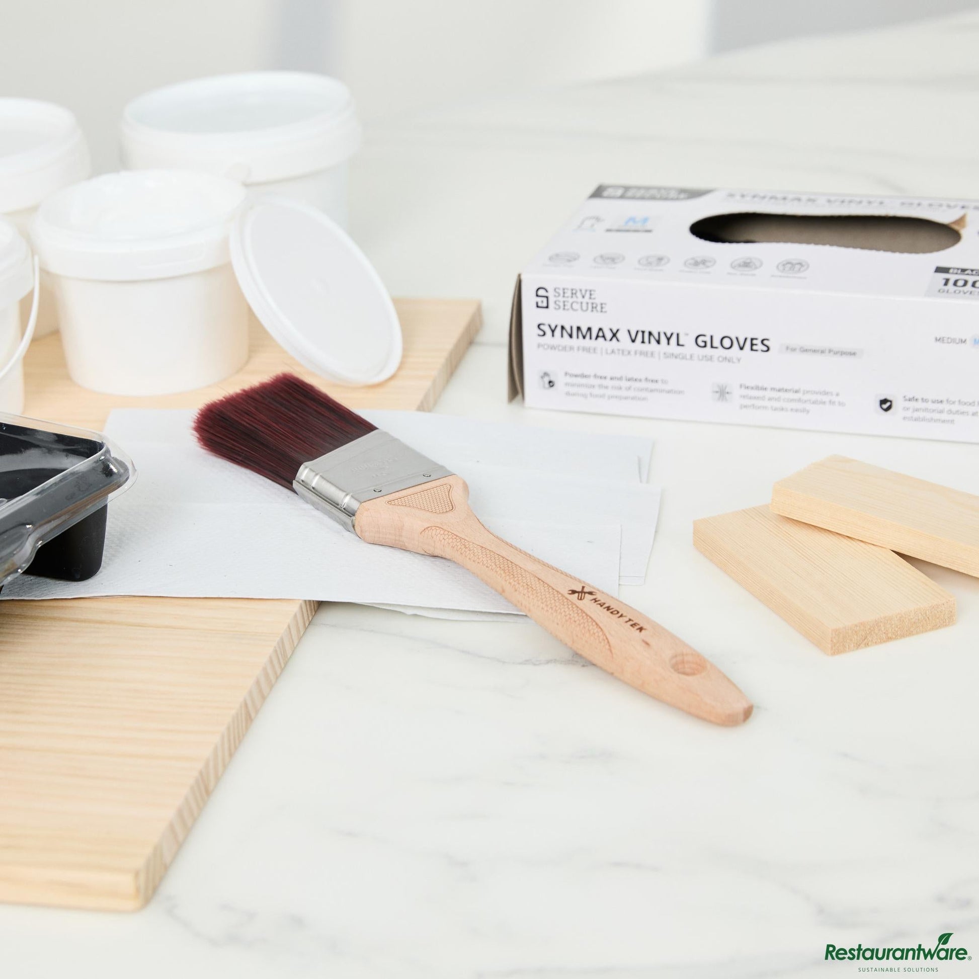 Wholesale Restaurantware Polyester Paint Brush - Angled, Soft Tip, Textured Handle - 12" X 2" X 0.7"- Bulk