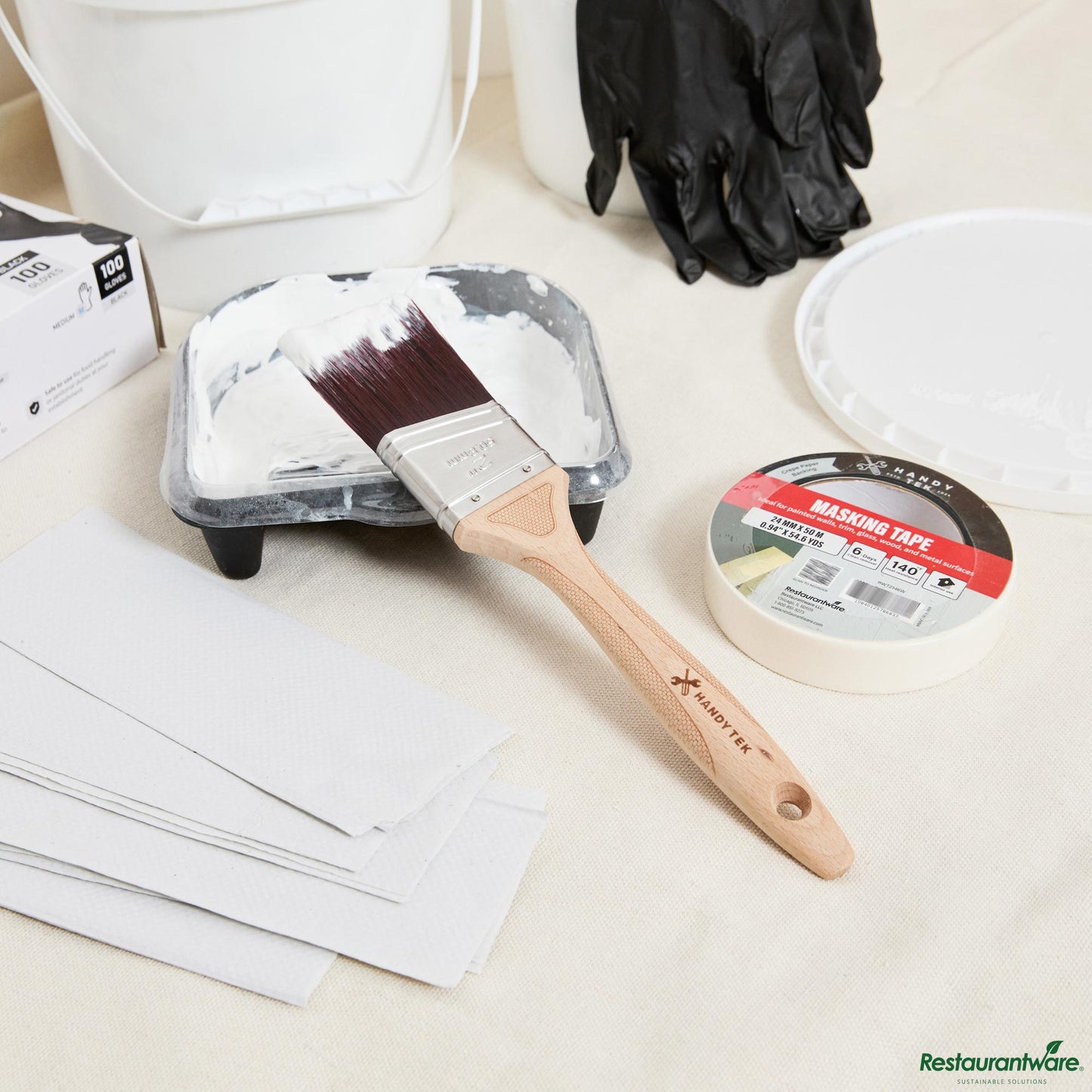 Wholesale Restaurantware Polyester Paint Brush - Angled, Soft Tip, Textured Handle - 12" X 2" X 0.7"- Bulk