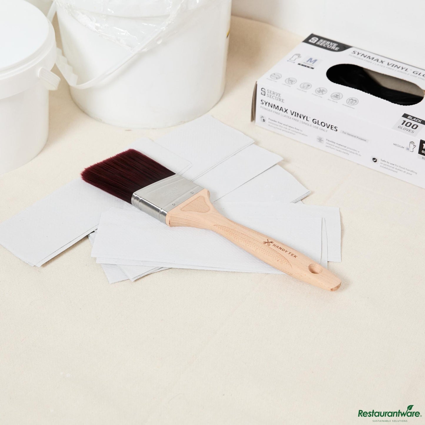 Wholesale Restaurantware Polyester Paint Brush - Angled, Soft Tip, Textured Handle - 12.2" X 2.6" X 0.7"- Bulk
