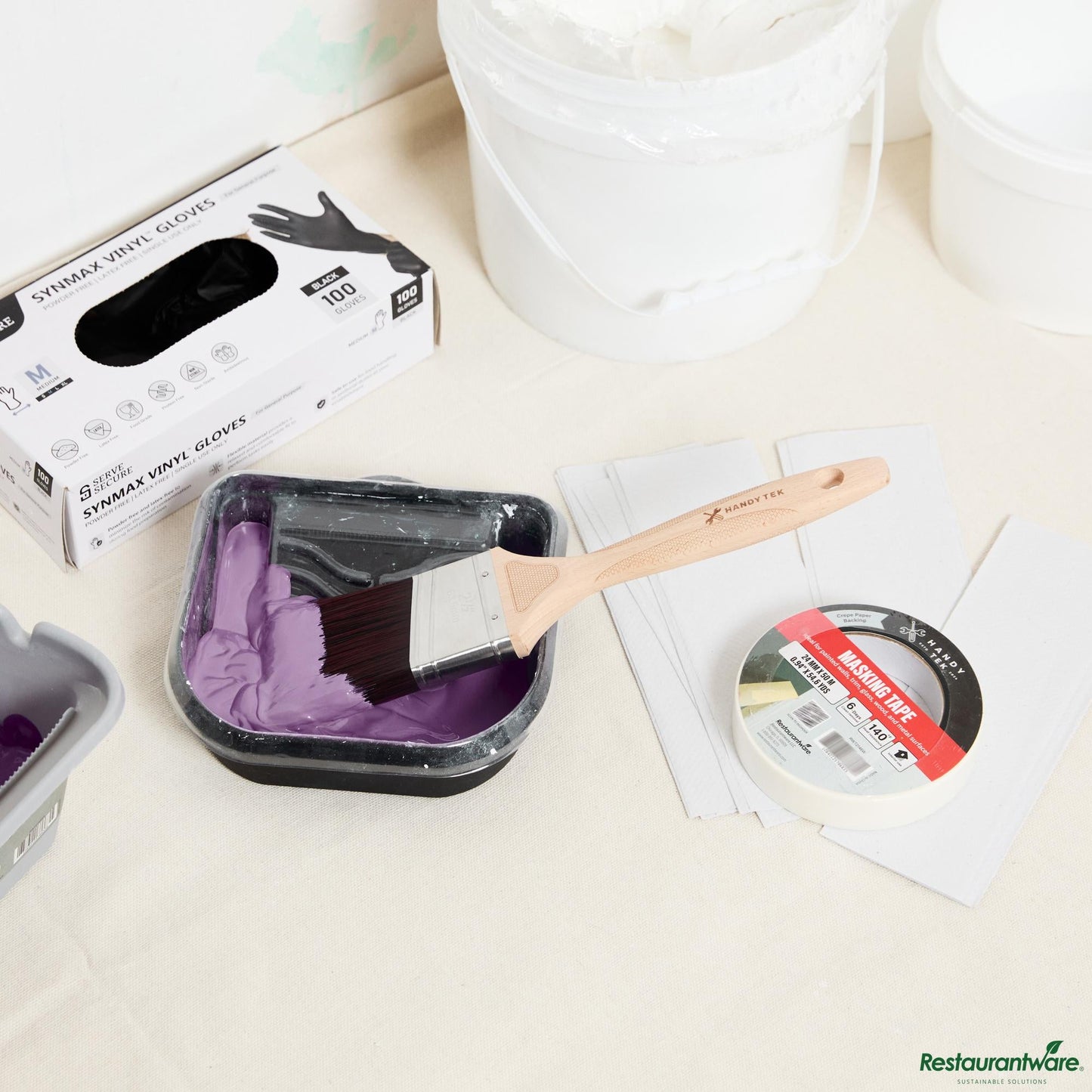 Wholesale Restaurantware Polyester Paint Brush - Angled, Soft Tip, Textured Handle - 12.2" X 2.6" X 0.7"- Bulk