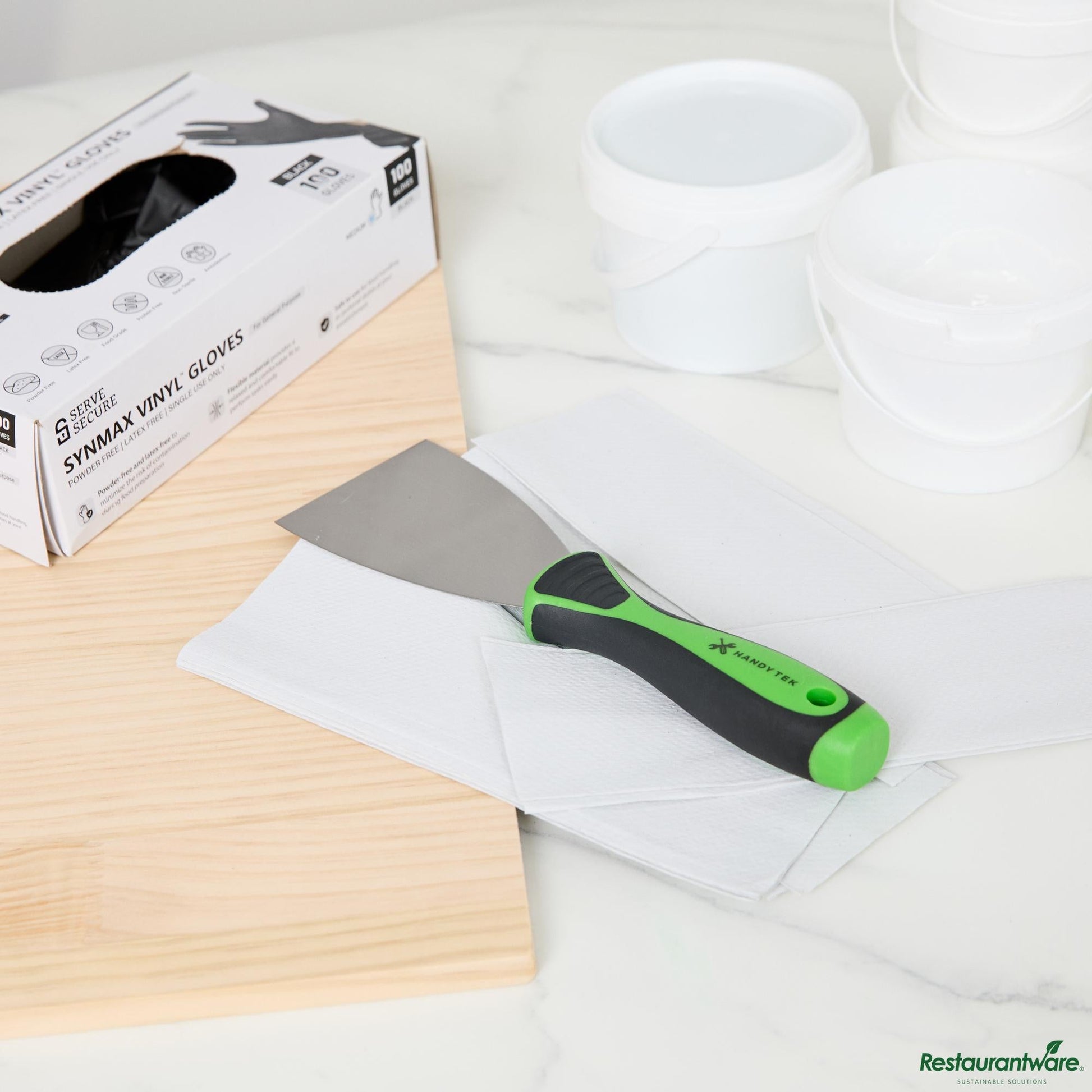 Wholesale Restaurantware Carbon Steel Putty Knife - Flexible, Soft Grip Handle - 9.4" X 3" X 1.2"- Bulk