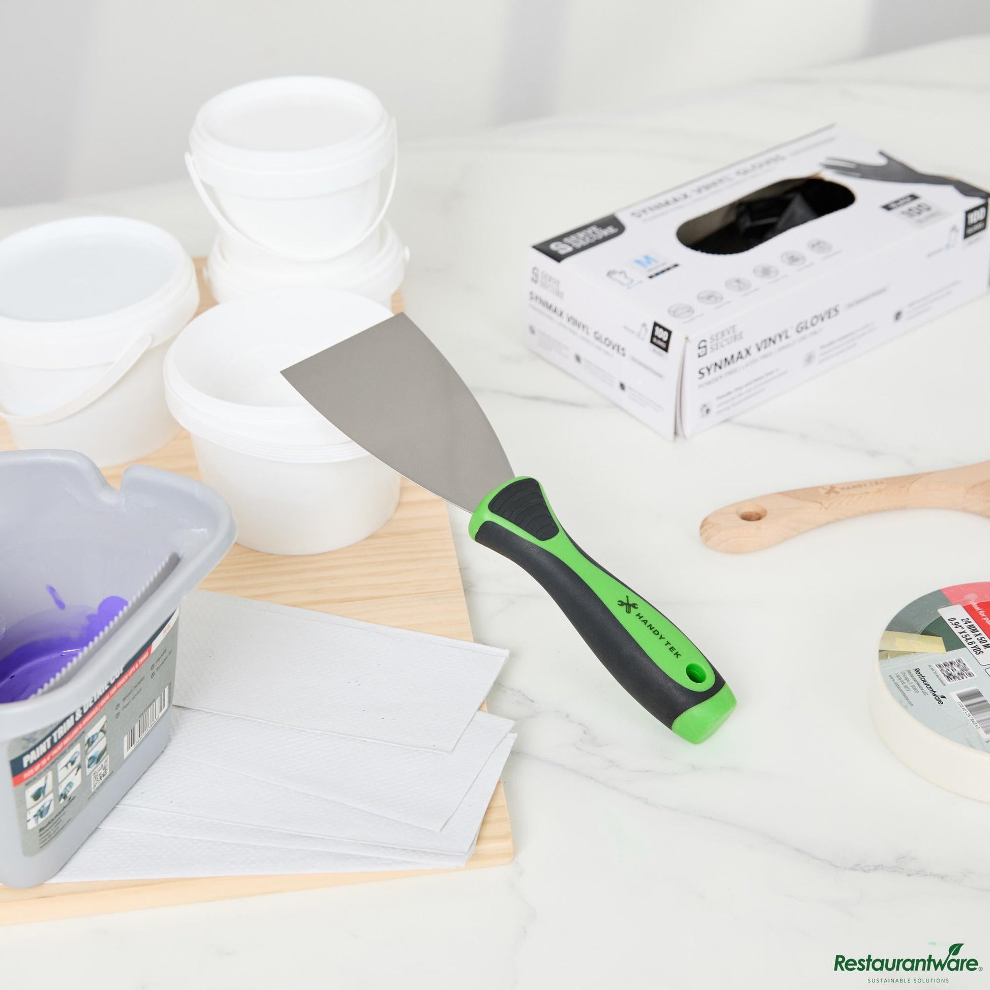 Wholesale Restaurantware Carbon Steel Putty Knife - Flexible, Soft Grip Handle - 9.4" X 3" X 1.2"- Bulk