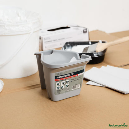 Wholesale Restaurantware 0.5 Gal Gray Plastic Paint Pail - with Magnetic Brush Holder - 7.8" X 7.5" X 6.7"- Bulk